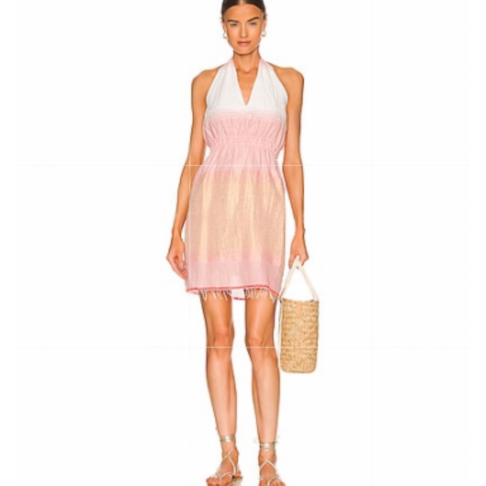 Lemlem Halter Dress Small Pink and Gold